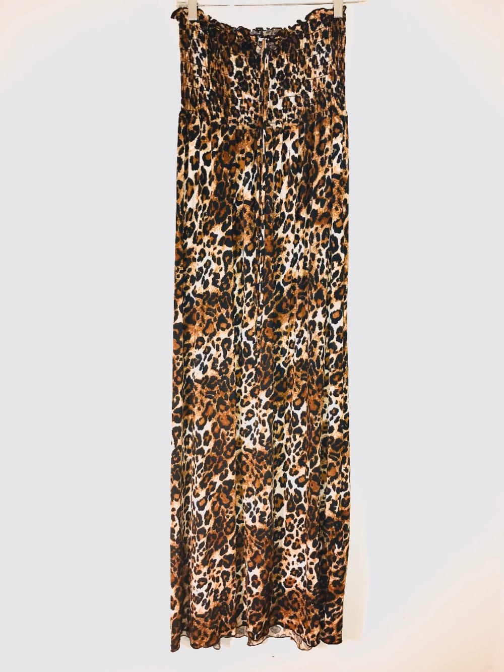 NWT Leopard Print Tube Top Maxi Dress Plus Size 1X Animal Print Strapless Boho